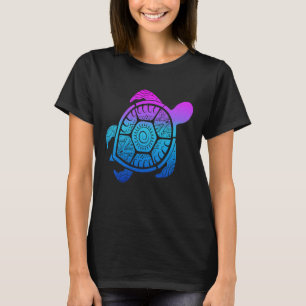 Turtle Back Mandala Carapace Turtle Swimming T-Shirt