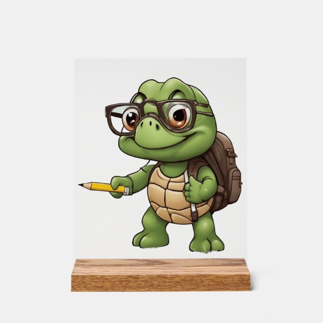 Turtle back to school acrylic sign (Front)