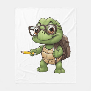 Turtle back to school fleece blanket
