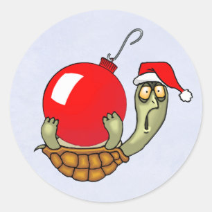 Turtle Ball Christmas Classic Round Sticker