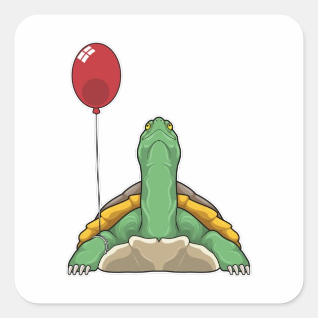 Turtle Balloon Square Sticker (Front)