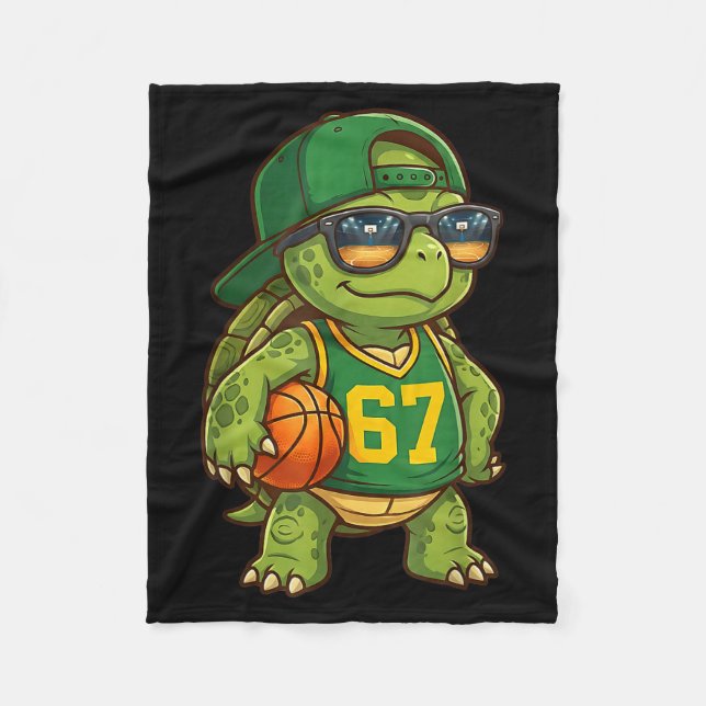 Turtle Basketball 67 Gen Alpha Slang Srts Men Boys Fleece Blanket (Front)