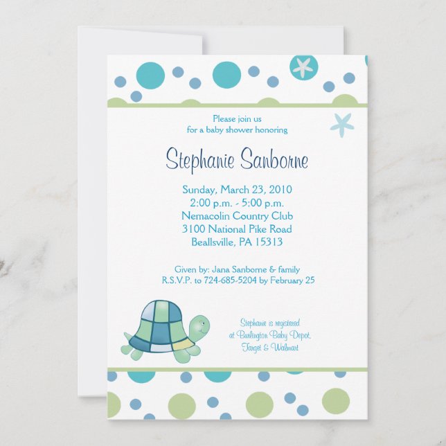 Turtle Bay 5x7 Trendy Mod Dot Baby Shower Invitation (Front)
