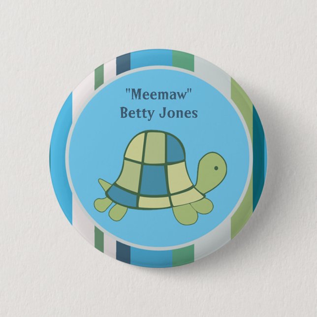 Turtle Bay Baby Shower | Birthday Button Custom (Front)