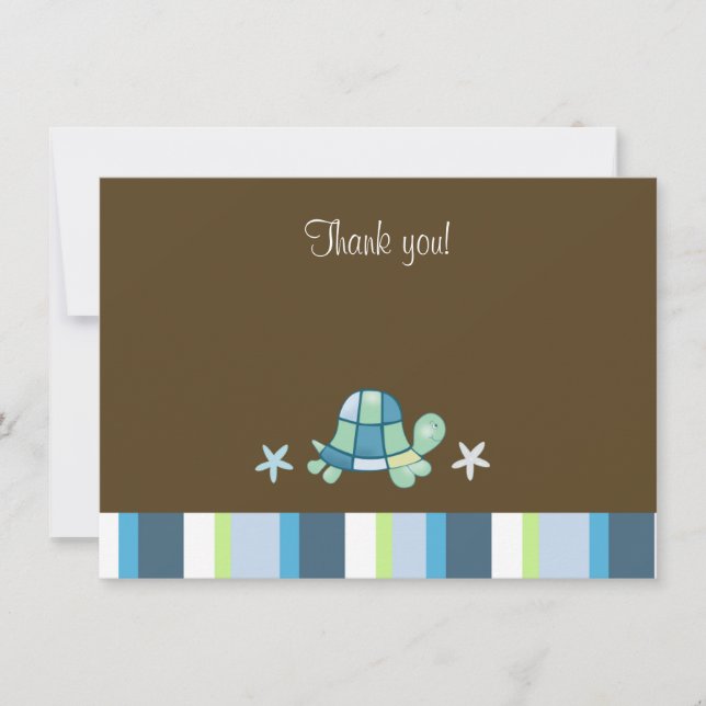 Turtle Bay Modern Brown Flat Thank you Note Invitation (Front)