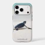 Turtle Beach Journey Personalised Name | Nature<br><div class="desc">This design features a baby turtle making it's way to the ocean after being born. Personalise by editing the text in the text box or delete text for no name.
#turtle #sealife #ocean #seaturtle #leatherback #beach #sealife #personalised #iPhonecase</div>