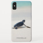 Turtle Beach Journey Personalised Name | Nature Case-Mate iPhone Case<br><div class="desc">This design features a baby turtle making it's way to the ocean after being born. Personalise by editing the text in the text box or delete text for no name.
#turtle #seacreature #ocean #seaturtle #leatherback #beach #sealife #personalised</div>