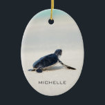 Turtle Beach Journey Personalised Name | Nature Ceramic Tree Decoration<br><div class="desc">This design features a baby turtle making it's way to the ocean after being born. Personalise by editing the text in the text box or delete text for no name. #turtle #sealife #ocean #seaturtle #leatherback #beach #sealife #personalised #name #christmas #holidays #seasonal #festive #ornaments #decorations #christmasdecorations #holidaydecorations #christmasornaments #holidayornaments #nature #ocean...</div>