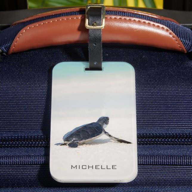 Turtle Beach Journey Personalised Name | Nature Luggage Tag (Front Insitu 2)