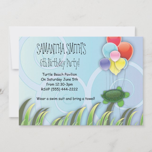 Turtle Birthday Invitation (Front)