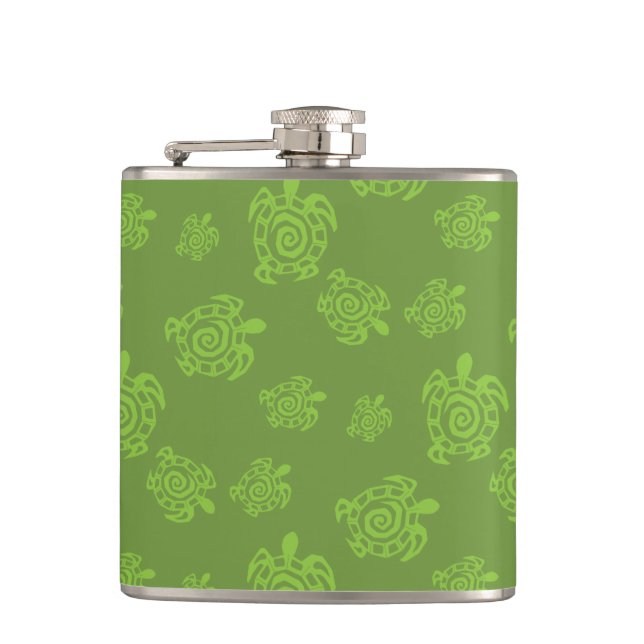 Turtle Blue Pattern Hip Flask (Front)