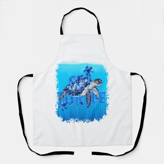 Turtle Blue Sea Square Apron (Front)