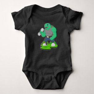 Turtle Bodybuilder Dumbbell Bodybuilding Baby Bodysuit