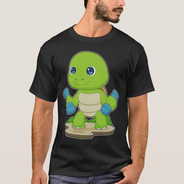 Turtle Bodybuilder Dumbbells Bodybuilding T-Shirt (Front)