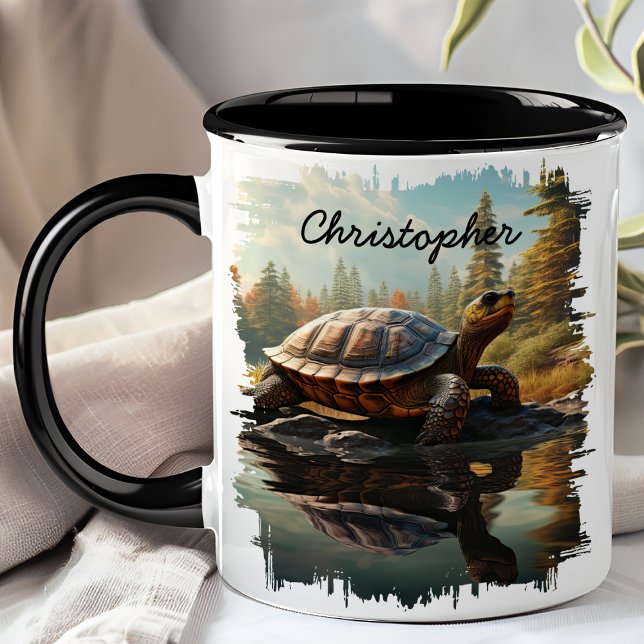 Turtle by Forest Lake Reflection  Mug (Creator Uploaded)