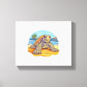 Turtle Cartoon beach Canvas Print