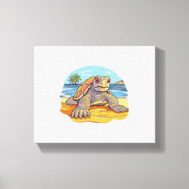 Turtle Cartoon beach Canvas Print (Front)