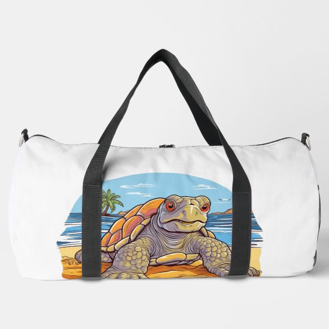 Turtle Cartoon beach Duffle Bag (Front)