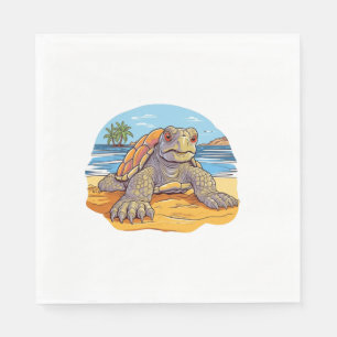 Turtle Cartoon beach Napkin