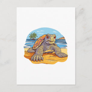 Turtle Cartoon beach Postcard
