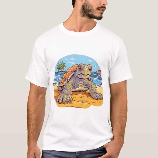 Turtle Cartoon beach T-Shirt (Front)