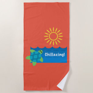 Turtle Chillaxing Design - Beach Towel