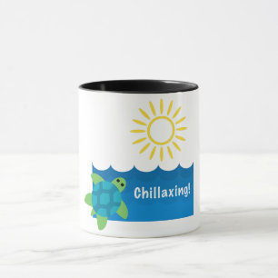 Turtle Chillaxing Design - Black 11 oz Combo Mug