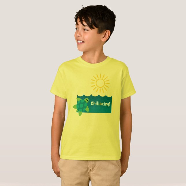 Turtle Chillaxing Design - Kids' Basic T-Shirt (Front Full)