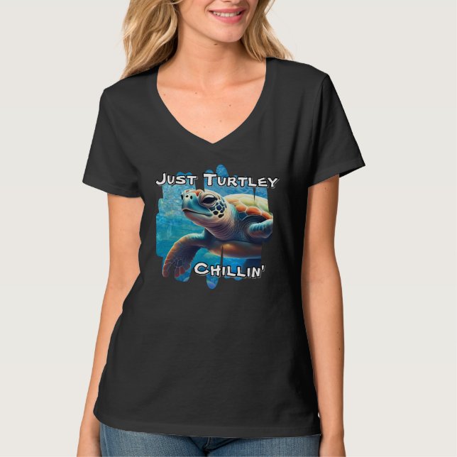 Turtle Chillin' Sea Turtle Close-Up Peaceful Vibes T-Shirt (Front)