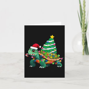 Turtle Christmas Tree Lights Santa Hat Turtle Ocea Card