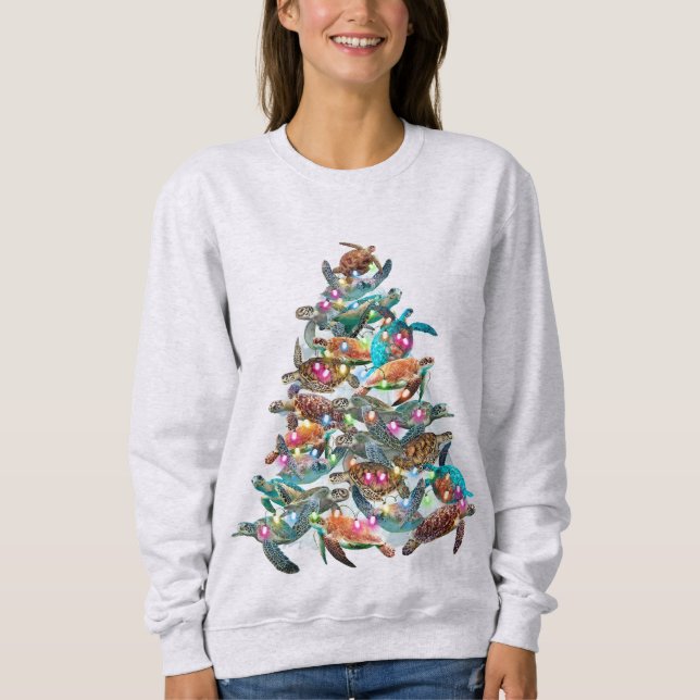 Turtle Christmas Tree Ornament Xmas Tree Toppers Sweatshirt (Front)