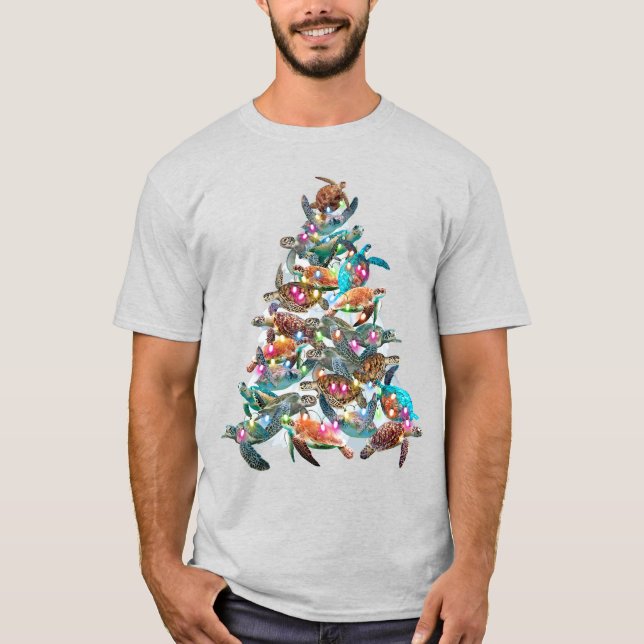 Turtle Christmas Tree Ornament Xmas Tree Toppers T-Shirt (Front)