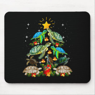 Turtle Christmas Tree Shirt Mouse Pad