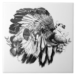 Turtle Clan – Native American Fine Black and White Tile