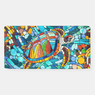 Turtle Colourful  mosaic art Banner