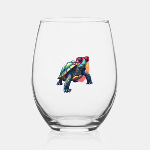 Turtle Colourful Turtle Outfit Mens Turtle Lover T Stemless Wine Glass