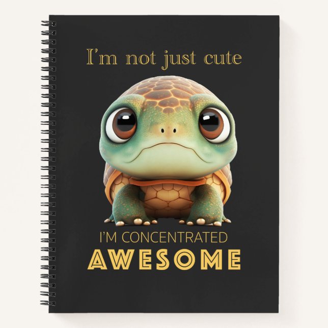 Turtle Concentrated Awesome Cute Adorable Funny  Notebook (Front)