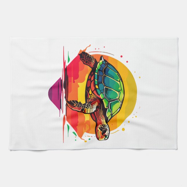 Turtle Copy Copy Copy Tea Towel (Horizontal)