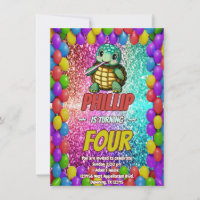 Turtle custom character birthday invite