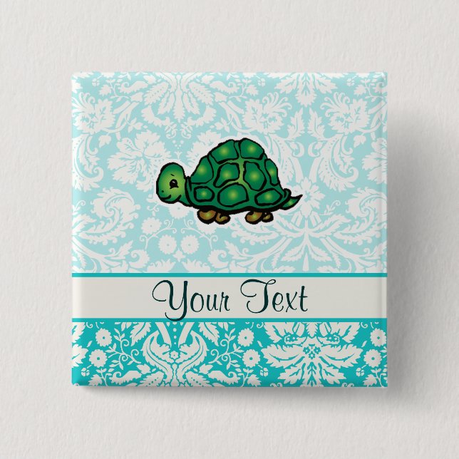 Turtle; Cute 15 Cm Square Badge (Front)