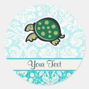 Turtle; Cute Classic Round Sticker