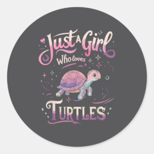 Turtle Cute Girl Men Women S  Classic Round Sticker