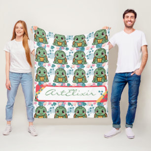 Turtle Cute Kawaii  Fleece Blanket