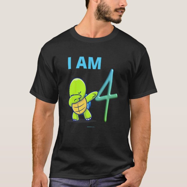 Turtle Dabbing Birthday 4 Years Old T-Shirt (Front)