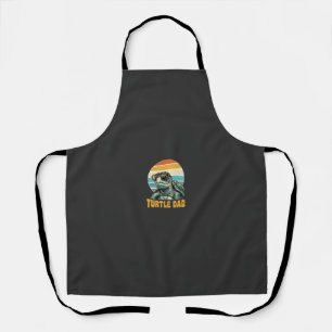 Turtle Dad Retro Sunset Vintage Engraving Vector D Apron