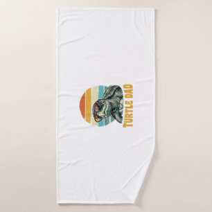Turtle Dad Retro Sunset Vintage Engraving Vector D Bath Towel