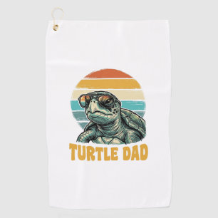 Turtle Dad Retro Sunset Vintage Engraving Vector D Golf Towel