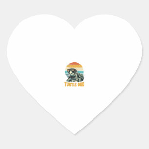 Turtle Dad Retro Sunset Vintage Engraving Vector D Heart Sticker