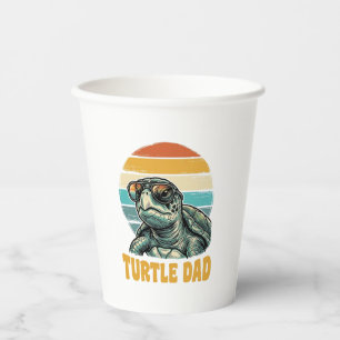 Turtle Dad Retro Sunset Vintage Engraving Vector D Paper Cups