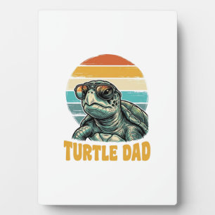 Turtle Dad Retro Sunset Vintage Engraving Vector D Plaque